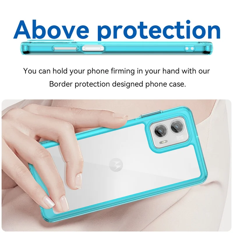 For Motorola Moto G73 5G Shock-absorbing TPU + Acrylic Phone Case Protective Back Cover - Transparent Blue