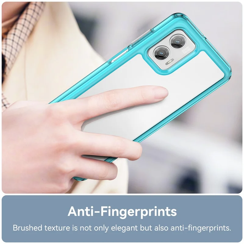 For Motorola Moto G73 5G Shock-absorbing TPU + Acrylic Phone Case Protective Back Cover - Transparent Blue