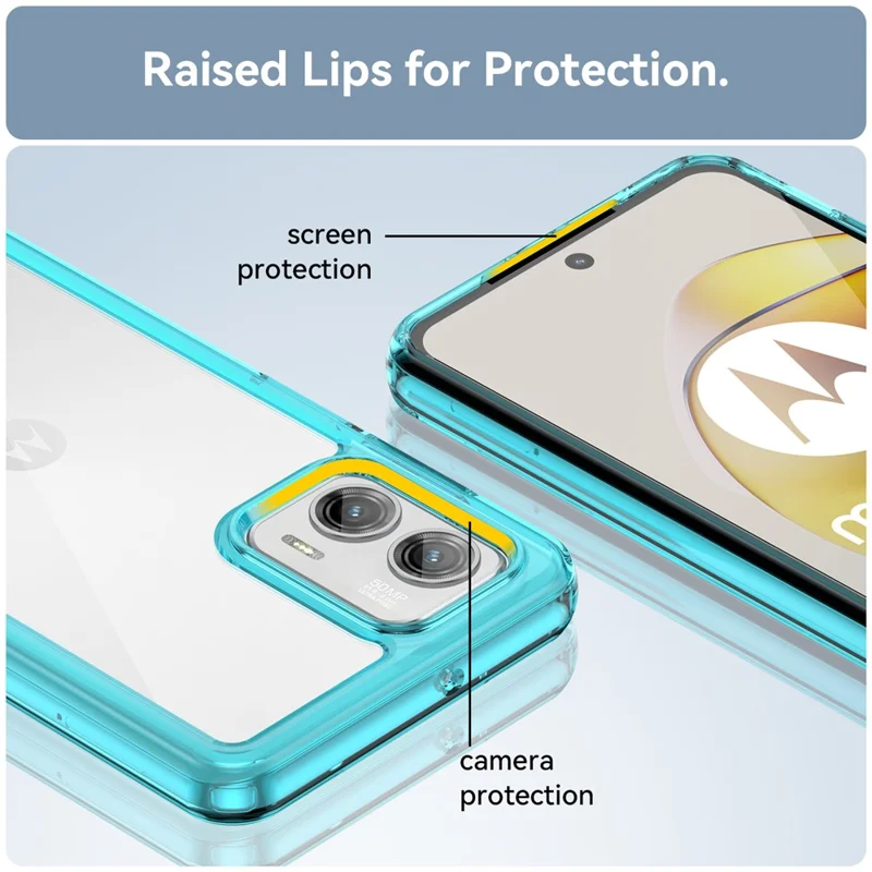 For Motorola Moto G73 5G Shock-absorbing TPU + Acrylic Phone Case Protective Back Cover - Transparent Blue
