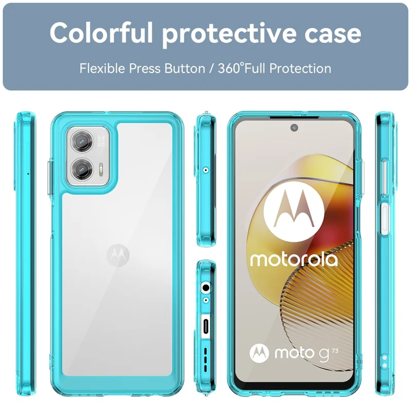 For Motorola Moto G73 5G Shock-absorbing TPU + Acrylic Phone Case Protective Back Cover - Transparent Blue