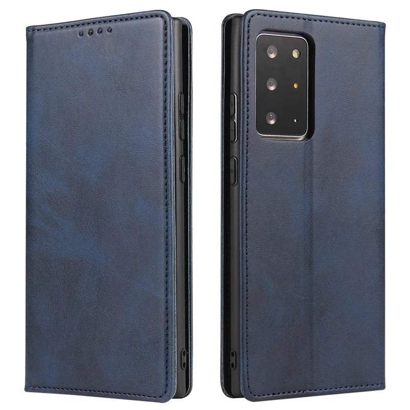 For Samsung Galaxy Note20 Ultra / Note20 Ultra 5G Phone Case PU Leather Business Wallet Stand Phone Cover - Blue