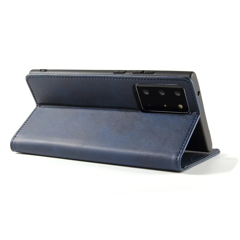 For Samsung Galaxy Note20 Ultra / Note20 Ultra 5G Phone Case PU Leather Business Wallet Stand Phone Cover - Blue