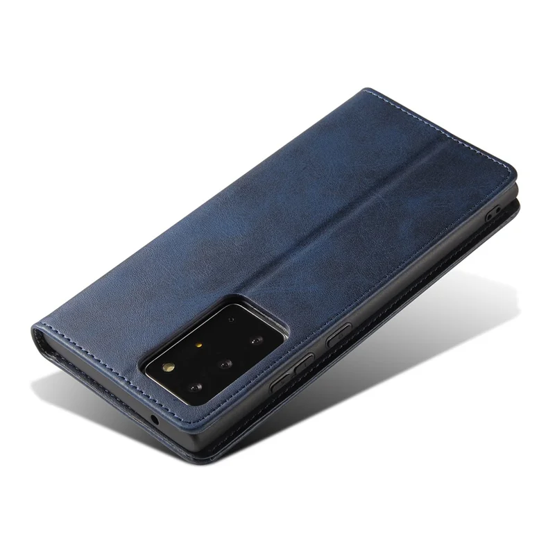 For Samsung Galaxy Note20 Ultra / Note20 Ultra 5G Phone Case PU Leather Business Wallet Stand Phone Cover - Blue