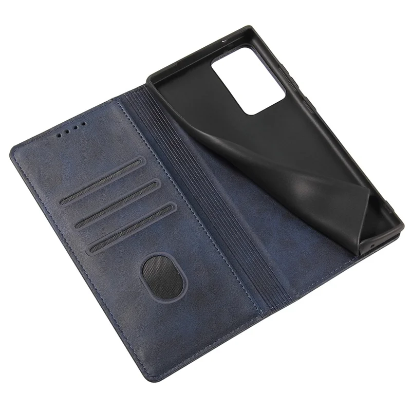 For Samsung Galaxy Note20 Ultra / Note20 Ultra 5G Phone Case PU Leather Business Wallet Stand Phone Cover - Blue