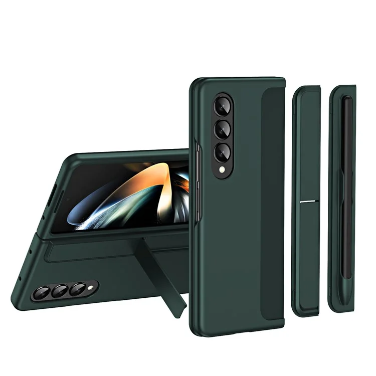 Slim Phone Case Для Samsung Galaxy Z Fold4 5G Shock -resection Имел Корпус с Помощью PC PC с Держателем Карандаша - Зеленый