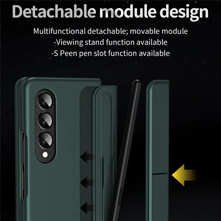 Slim Phone Case para Samsung Galaxy Z Fold4 5G Shockproof Had PC Kickstand Case com Suporte para Lápis - Verde