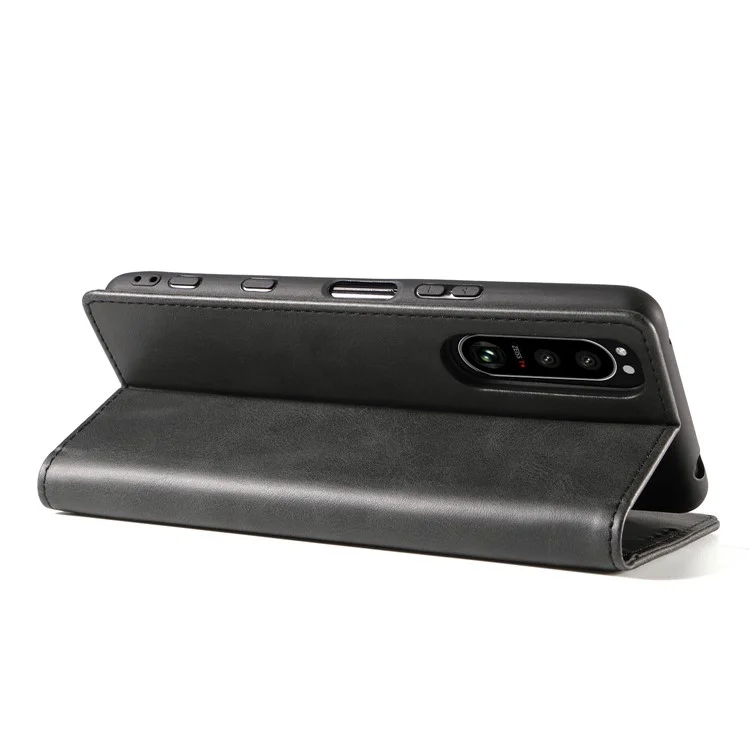 PU Leather Phone Case For Sony Xperia 5 II , Business Style Flip Wallet Stand Shockproof Mobile Phone Cover - Black