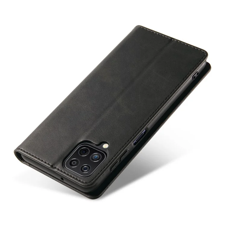 Protective Phone Case For Samsung Galaxy A22 4G (EU Version) , Leather Calf Texture Phone Cover Wallet Stand - Black