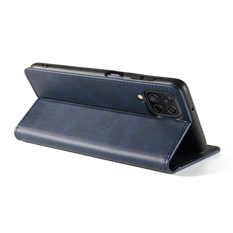 Защитный чехол для Samsung Galaxy A22 4G (европейская версия), кожаный чехол-кошелек с фактурой телячьей кожи, подставка - синий