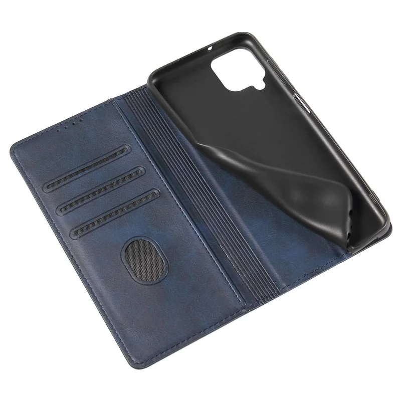 Защитный чехол для Samsung Galaxy A22 4G (европейская версия), кожаный чехол-кошелек с фактурой телячьей кожи, подставка - синий