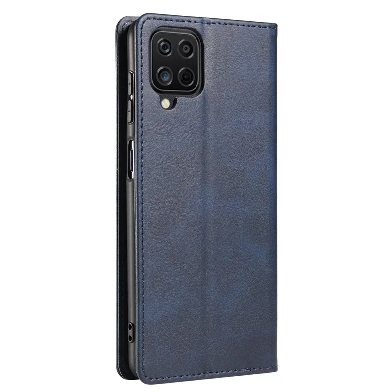 Защитный чехол для Samsung Galaxy A22 4G (европейская версия), кожаный чехол-кошелек с фактурой телячьей кожи, подставка - синий