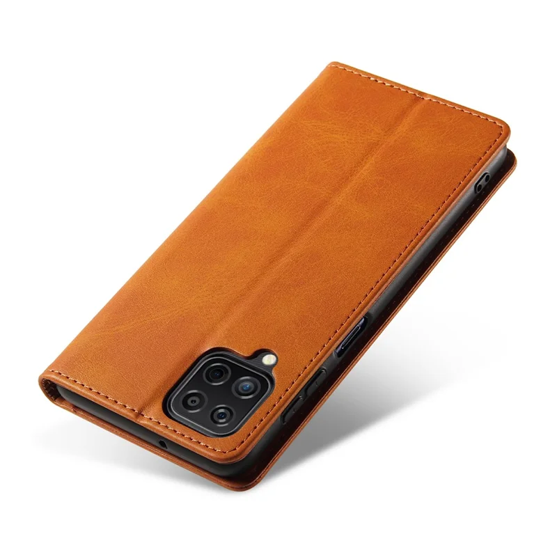 Protective Phone Case For Samsung Galaxy A22 4G (EU Version) , Leather Calf Texture Phone Cover Wallet Stand - Khaki