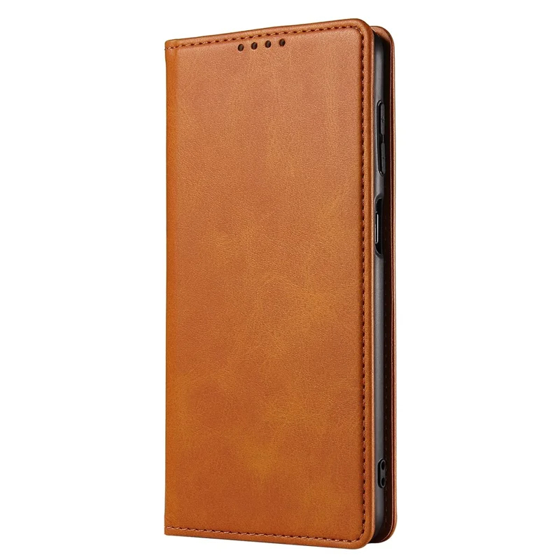 Protective Phone Case For Samsung Galaxy A22 4G (EU Version) , Leather Calf Texture Phone Cover Wallet Stand - Khaki