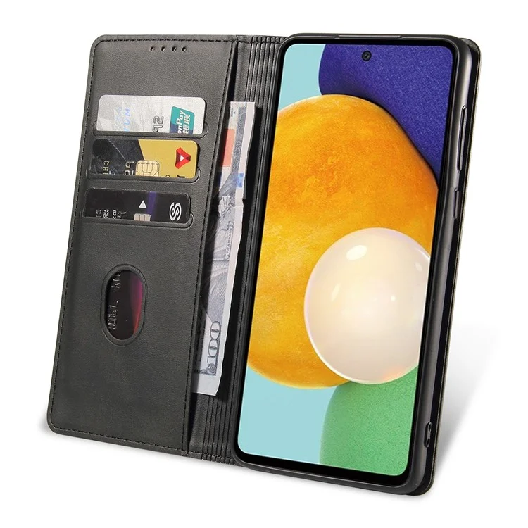Phone Case For Samsung Galaxy A23 5G (Global Version) , Magnetic Closure Leather Anti-drop Phone Cover Stand Wallet - Black