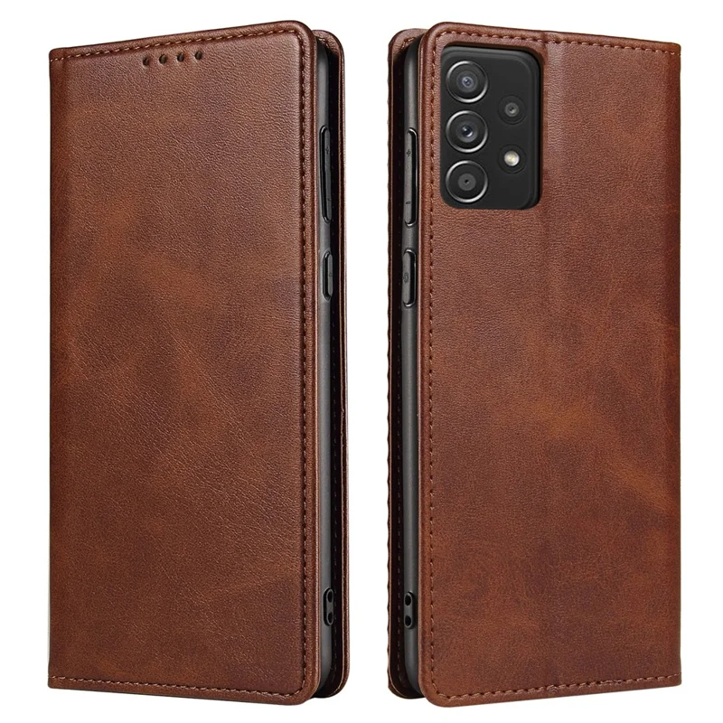 Phone Case For Samsung Galaxy A23 5G (Global Version) , Magnetic Closure Leather Anti-drop Phone Cover Stand Wallet - Brown