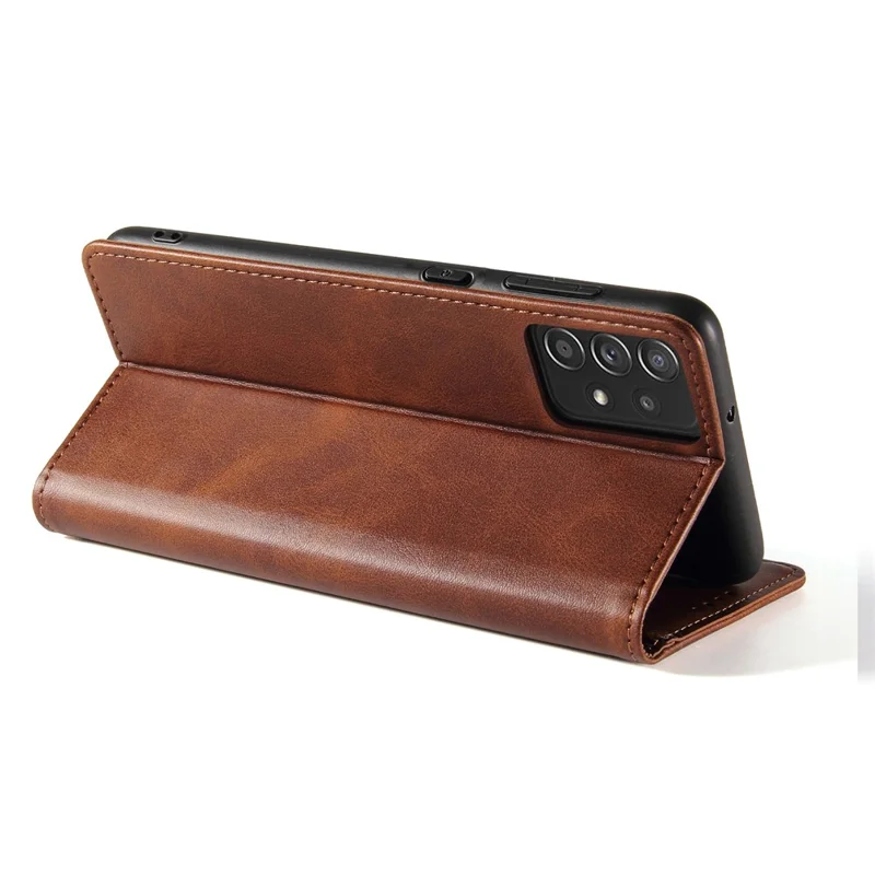 Phone Case For Samsung Galaxy A23 5G (Global Version) , Magnetic Closure Leather Anti-drop Phone Cover Stand Wallet - Brown
