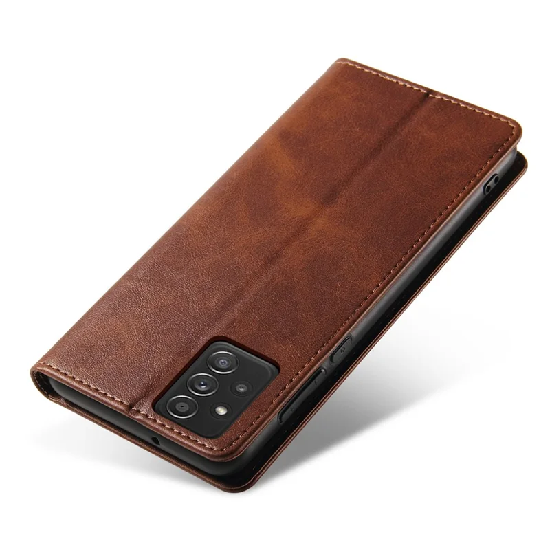 Phone Case For Samsung Galaxy A23 5G (Global Version) , Magnetic Closure Leather Anti-drop Phone Cover Stand Wallet - Brown