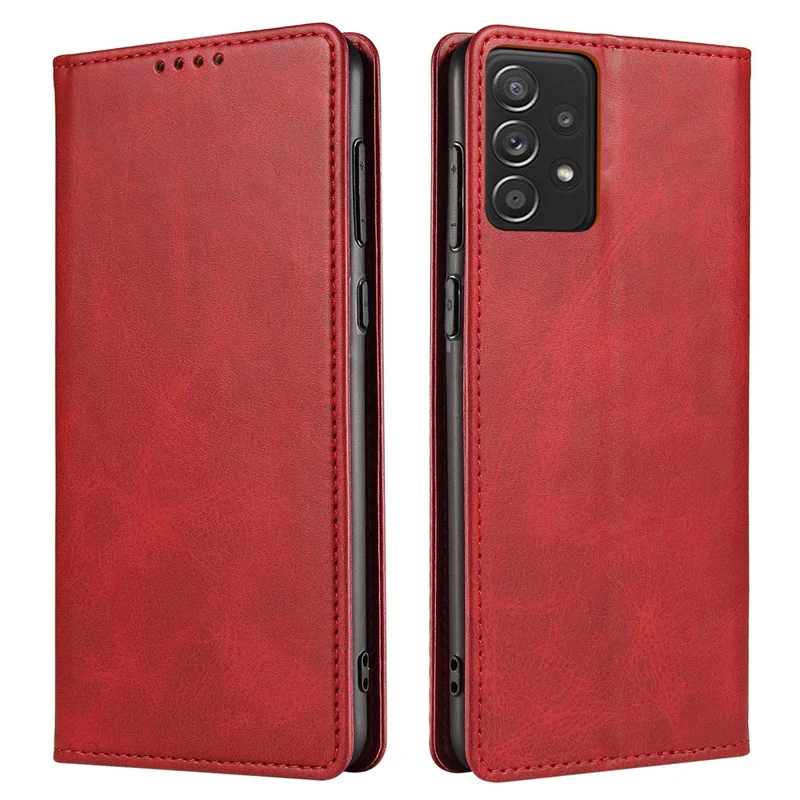 Phone Case For Samsung Galaxy A23 5G (Global Version) , Magnetic Closure Leather Anti-drop Phone Cover Stand Wallet - Red