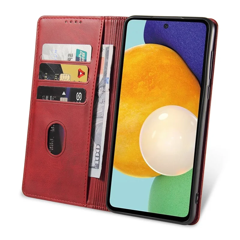 Phone Case For Samsung Galaxy A23 5G (Global Version) , Magnetic Closure Leather Anti-drop Phone Cover Stand Wallet - Red