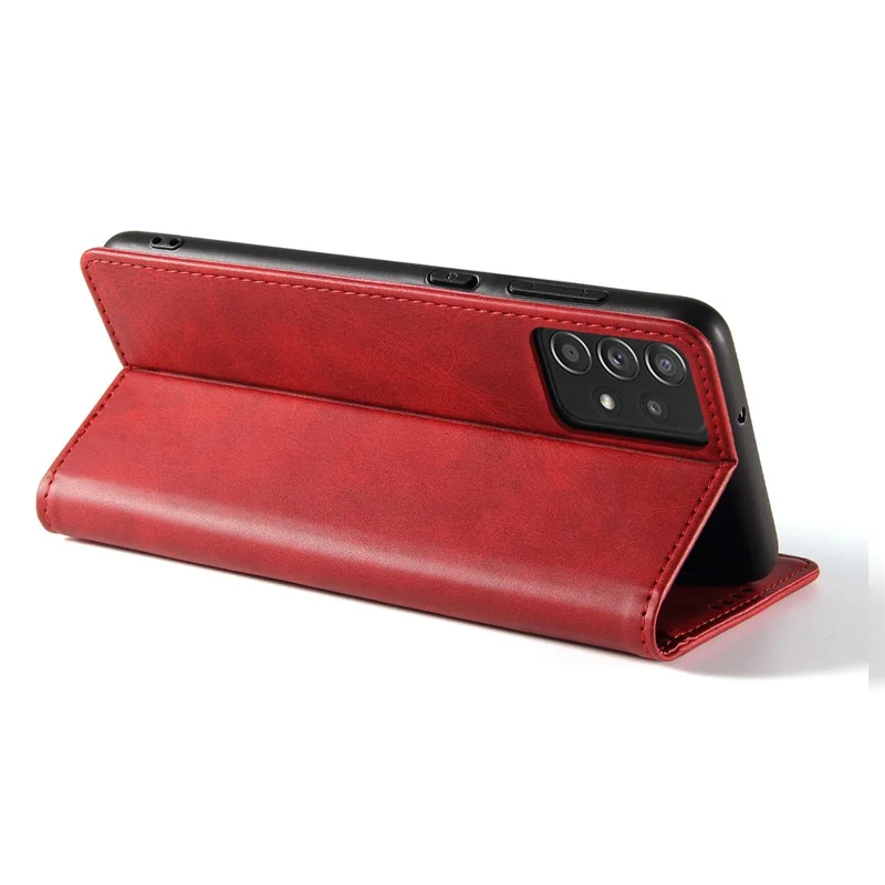 Phone Case For Samsung Galaxy A23 5G (Global Version) , Magnetic Closure Leather Anti-drop Phone Cover Stand Wallet - Red