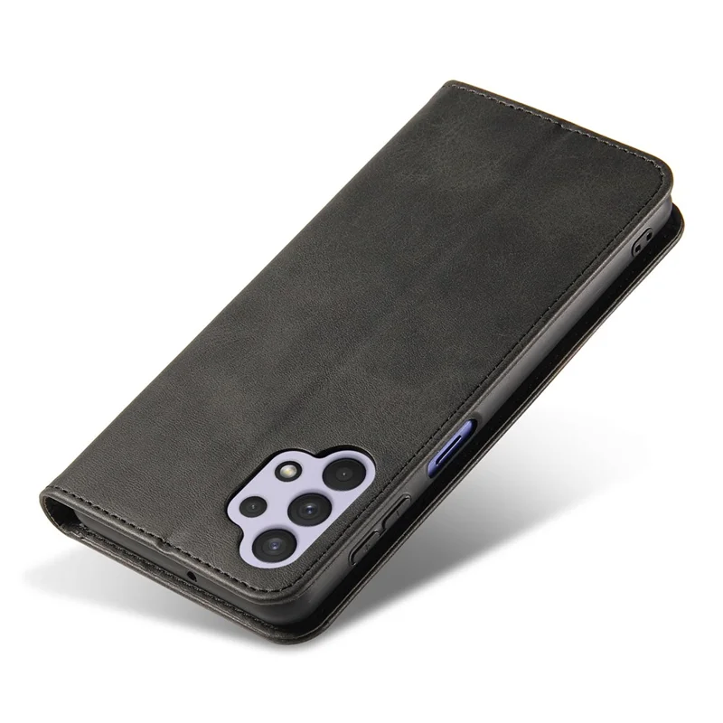 Voor Samsung Galaxy A32 4G (EU-versie) Magnetisch Leren Telefoonhoesje met Standfunctie en Portemonnee Kalfsstructuur Krasbestendig Hoesje met Kaarthouder - Zwart