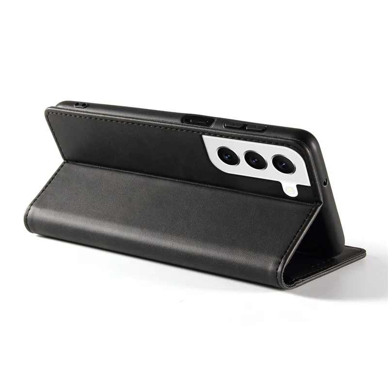 Funda de Teléfono Celular de Piel para Samsung Galaxy S23, Soporte, Textura de Becerro, Cierre Magnético, Cubierta con Cartera - Negro