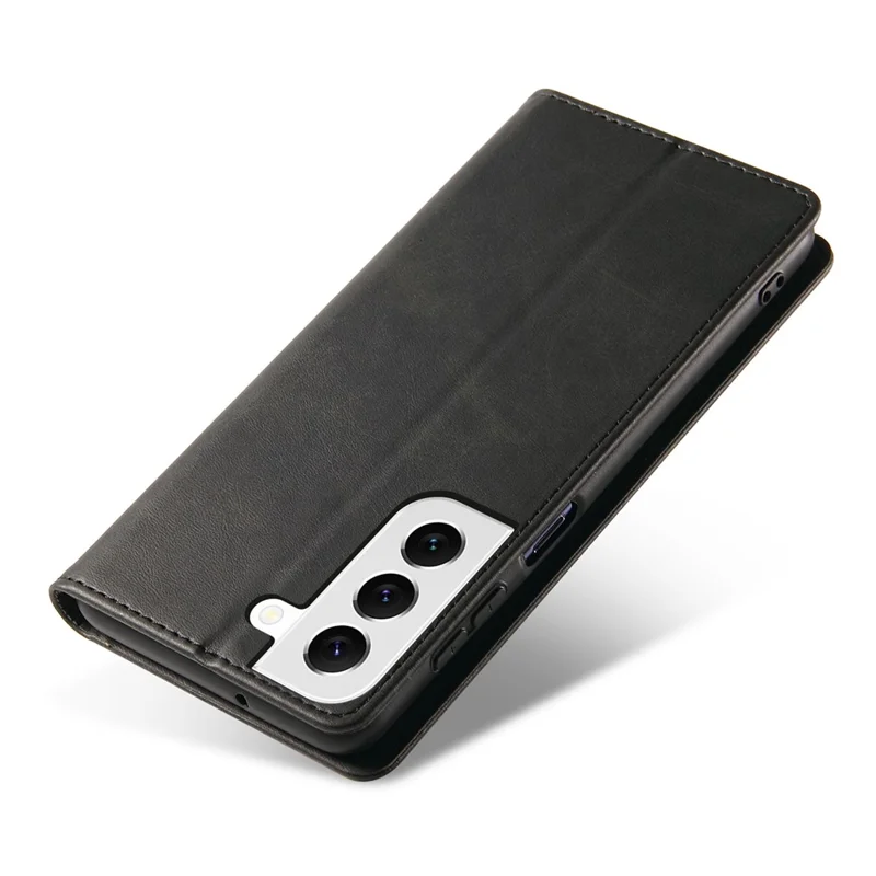 Funda de Teléfono Celular de Piel para Samsung Galaxy S23, Soporte, Textura de Becerro, Cierre Magnético, Cubierta con Cartera - Negro