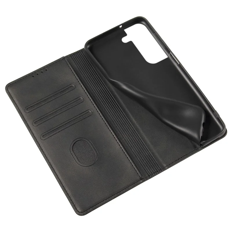 Funda de Teléfono Celular de Piel para Samsung Galaxy S23, Soporte, Textura de Becerro, Cierre Magnético, Cubierta con Cartera - Negro