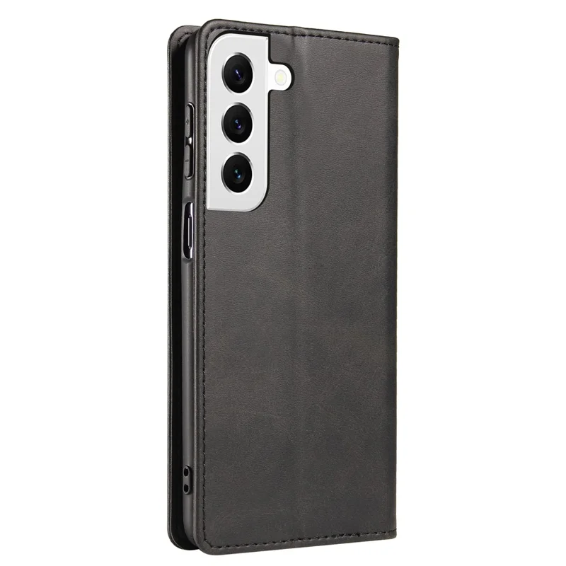 Funda de Teléfono Celular de Piel para Samsung Galaxy S23, Soporte, Textura de Becerro, Cierre Magnético, Cubierta con Cartera - Negro