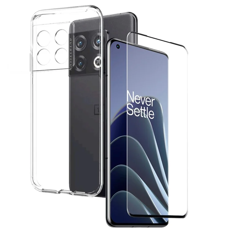 NORTHJO Para OnePlus 10 Pro 5G Telefone Capa TPU Protetora + Protetor de Tela de Vidro Temperado - Transparente
