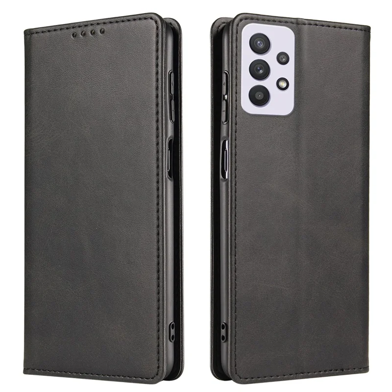 Custodia per telefono antiurto in pelle PU per Samsung Galaxy A33 5G, Custodia protettiva per telefono con supporto a portafoglio e texture in vitellino - Nero