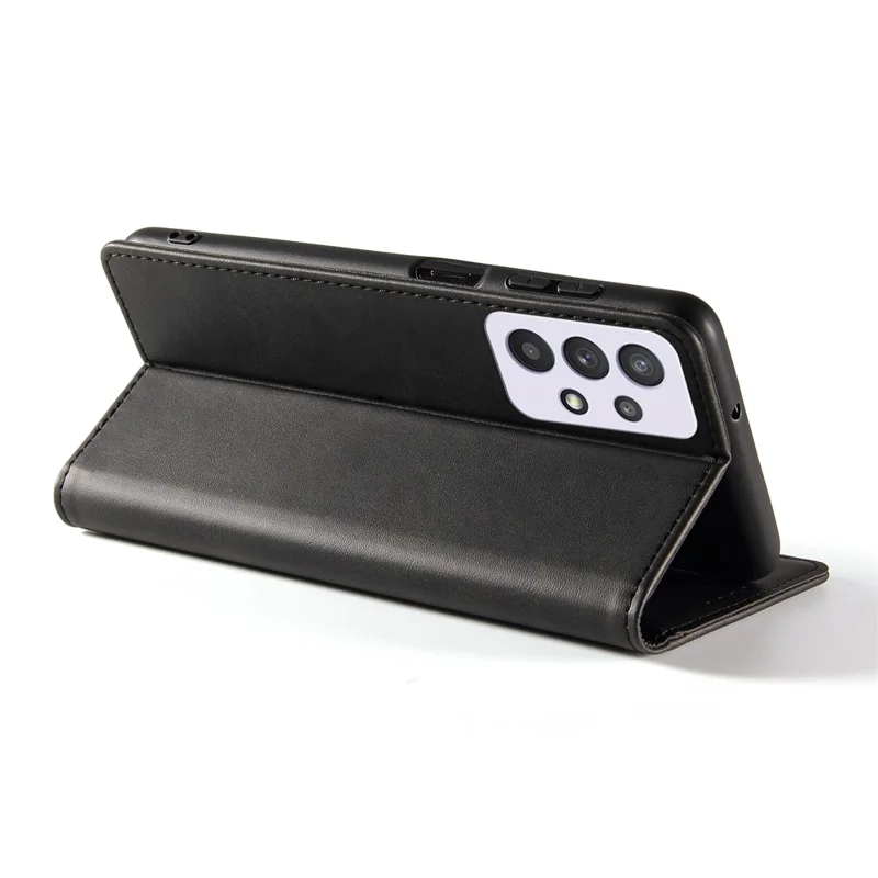 Custodia per telefono antiurto in pelle PU per Samsung Galaxy A33 5G, Custodia protettiva per telefono con supporto a portafoglio e texture in vitellino - Nero