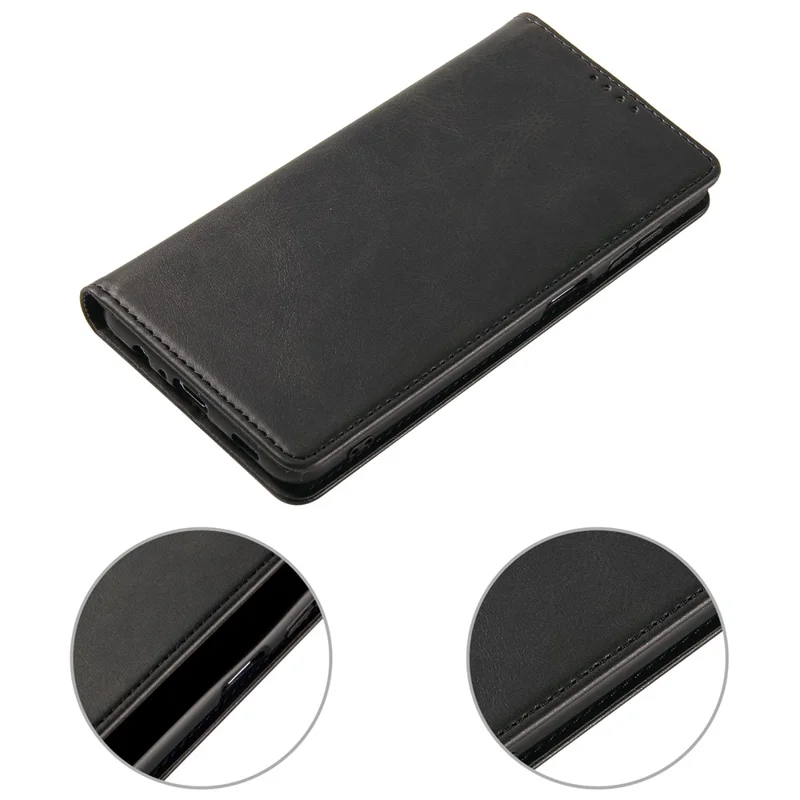 Custodia per telefono antiurto in pelle PU per Samsung Galaxy A33 5G, Custodia protettiva per telefono con supporto a portafoglio e texture in vitellino - Nero