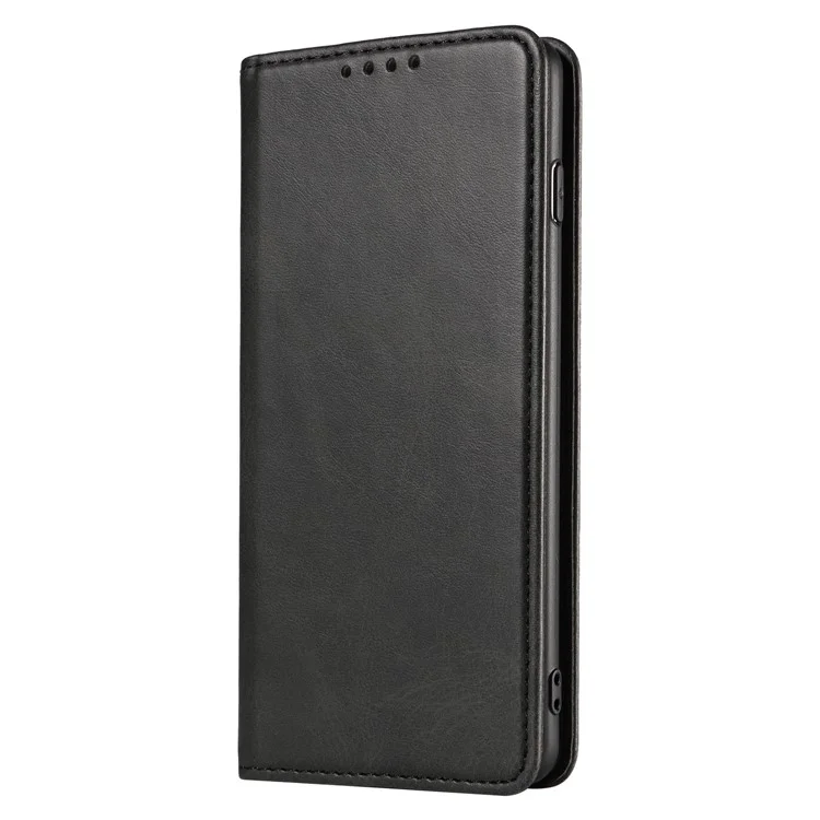 Para Samsung Galaxy S10 Calf Texture Wallet Phone Cover Auto-absorbed Magnetic Leather Stand Phone Case - Preto