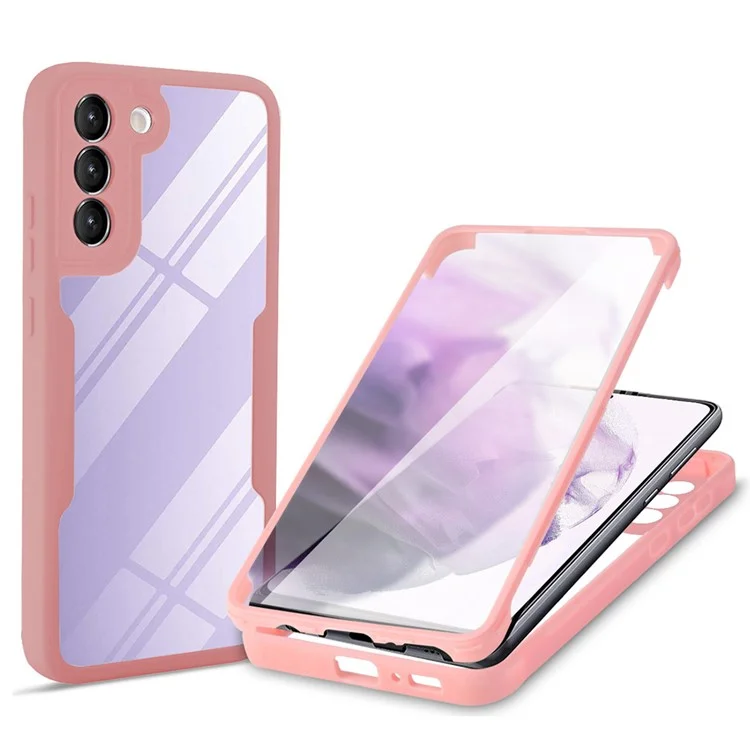 Étui pour Samsung Galaxy S23+ Coque en acrylique + TPU + Film de protection d'écran en PET Housse de téléphone - Rose