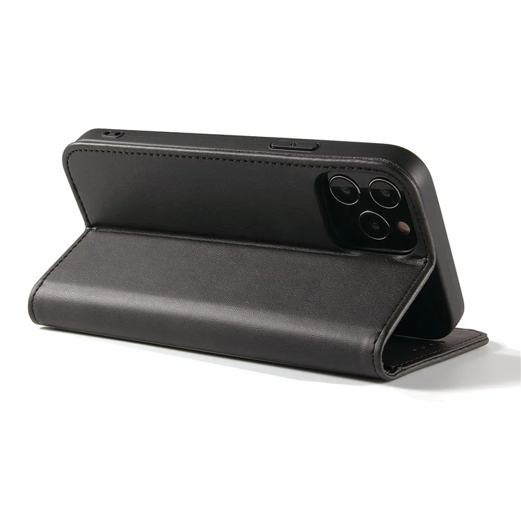 Custodia in pelle di vitello per iPhone 12 Pro Max 6.7 pollici, custodia wallet con supporto magnetico - Nero