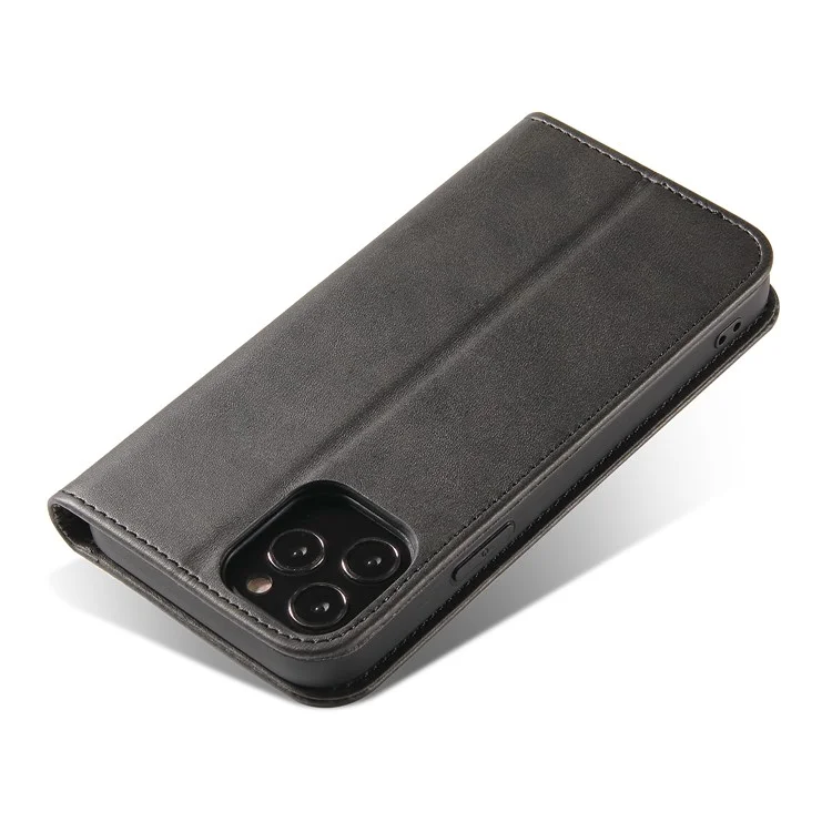 Custodia in pelle di vitello per iPhone 12 Pro Max 6.7 pollici, custodia wallet con supporto magnetico - Nero