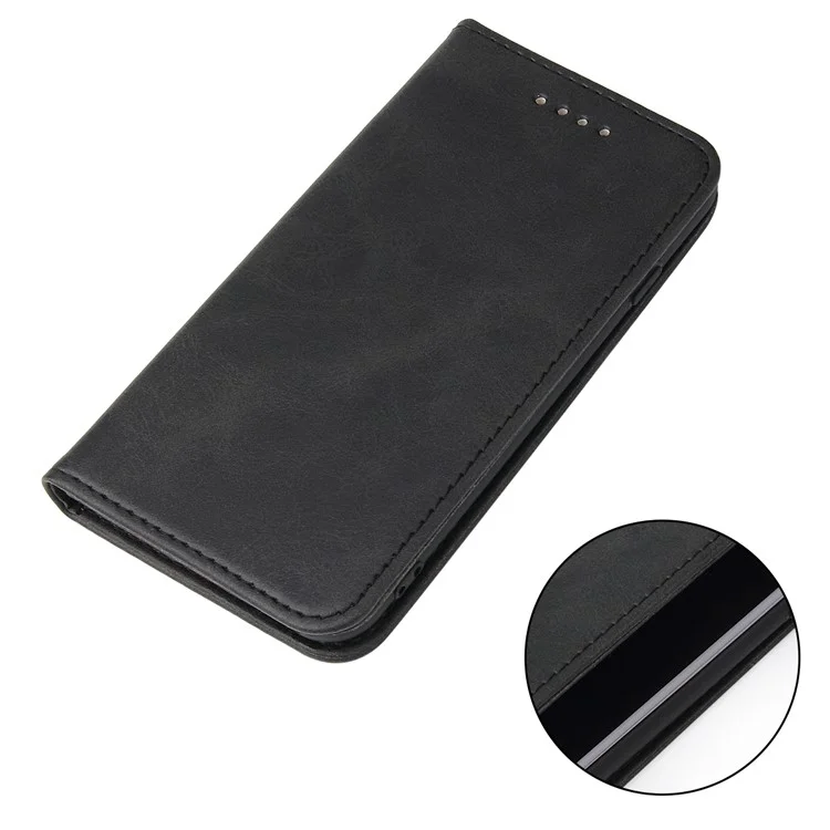 Per iPhone SE (2020) / SE (2022) / 7 / 8 4.7 pollici Custodia in pelle magnetica con supporto a portafoglio in texture vitello - Nero