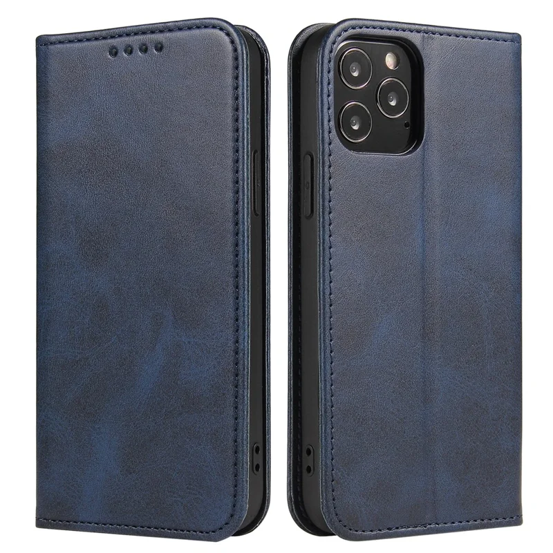 Per iPhone 11 Pro Max 6.5 pollici Guscio del telefono Wallet Phone Cover Auto-assorbito Custodia in pelle con supporto - Blu
