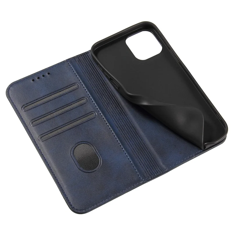 Per iPhone 11 Pro Max 6.5 pollici Guscio del telefono Wallet Phone Cover Auto-assorbito Custodia in pelle con supporto - Blu