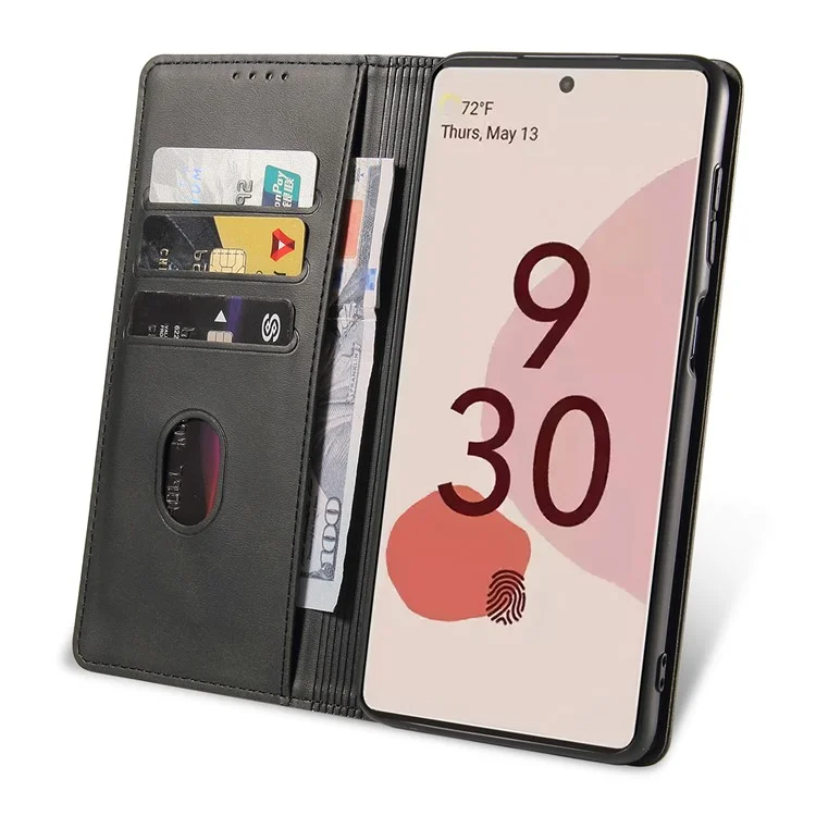 Per Google Pixel 7 Pro 5G Custodia Magnetica per Telefono in Pelle di Vitello - Nero