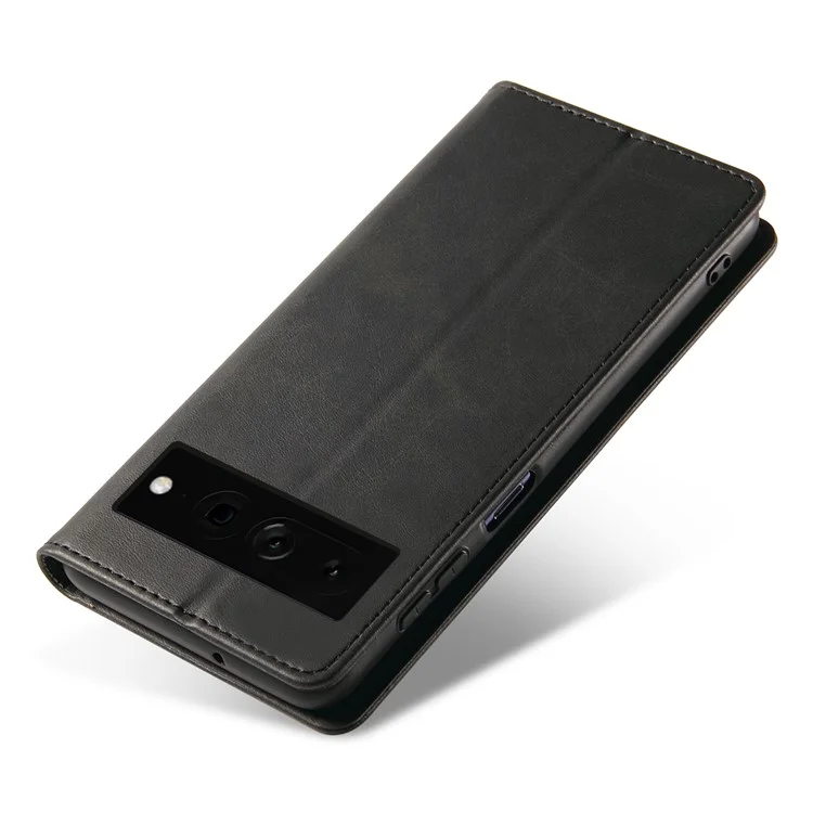 Per Google Pixel 7 Pro 5G Custodia Magnetica per Telefono in Pelle di Vitello - Nero