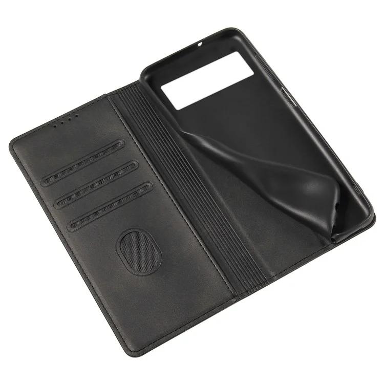 Per Google Pixel 7 Pro 5G Custodia Magnetica per Telefono in Pelle di Vitello - Nero