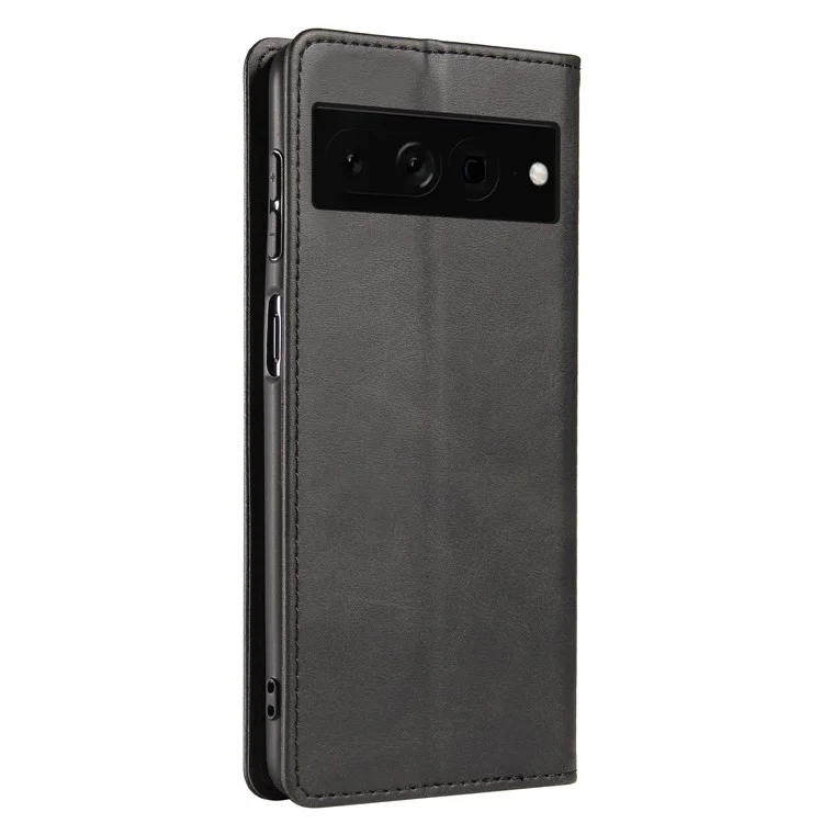 Per Google Pixel 7 Pro 5G Custodia Magnetica per Telefono in Pelle di Vitello - Nero