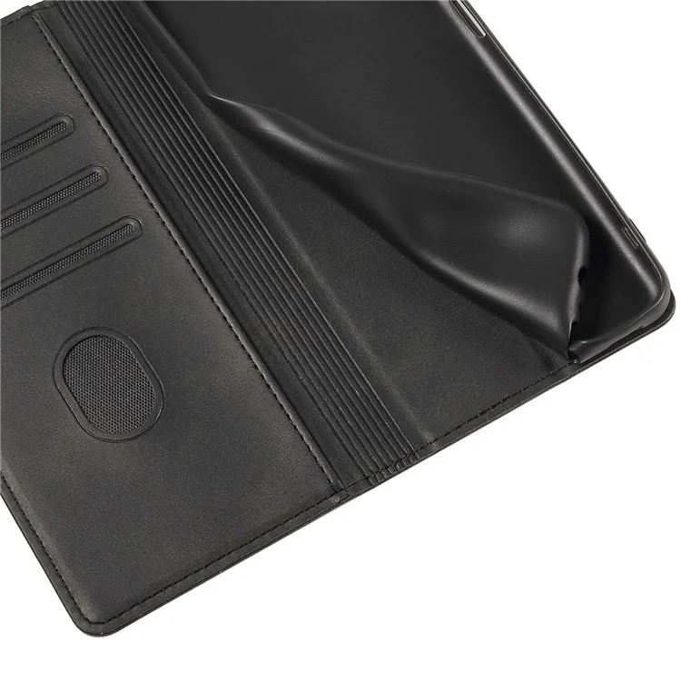 For iPhone 14 Pro Max Dustproof Phone Cover Wallet Magnetic Leather Stand Calf Texture Phone Case - Black