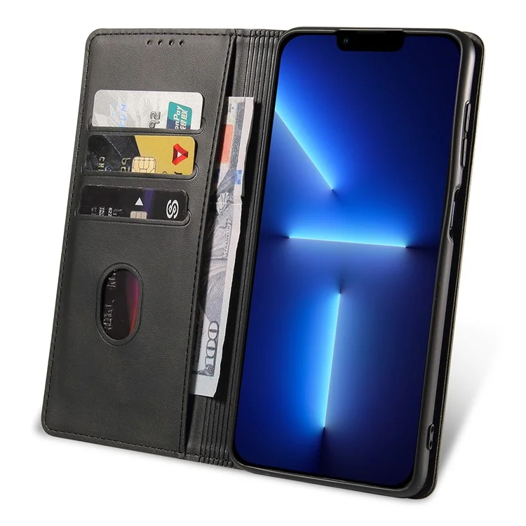 Flip Phone Case Wallet per iPhone 13 Pro Max 6.7 pollici, Custodia in pelle magnetica con supporto in finta pelle - Nero