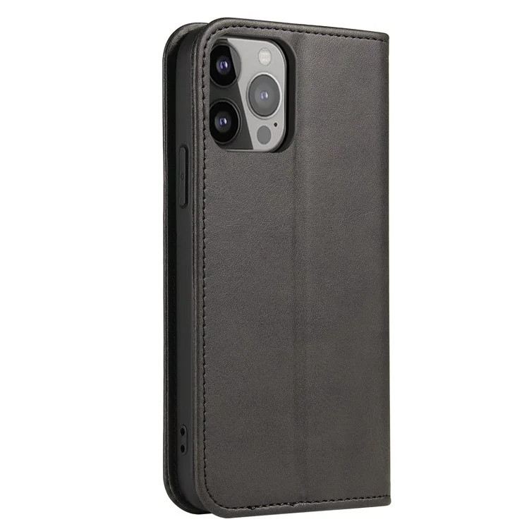 Pour iPhone 13 Pro 6.1 pouces Étui téléphone portable Portefeuille Cuir magnétique Support Texture Veau Couvercle de téléphone - Noir