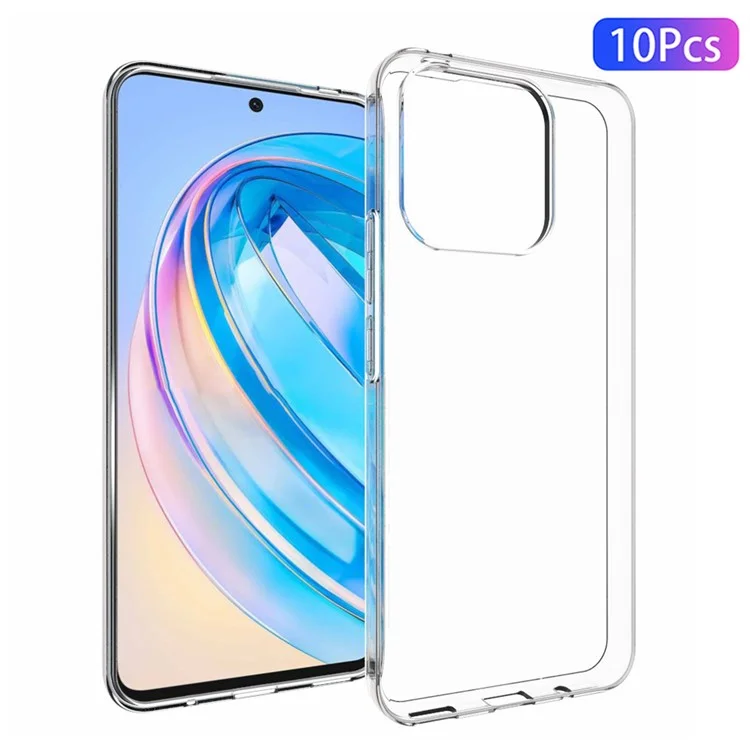 10Pcs / Pack Anti-drop TPU Phone Case For Honor X8a 4G , Inner Watermark-Free Transparent Anti-scratch Phone Back Cover