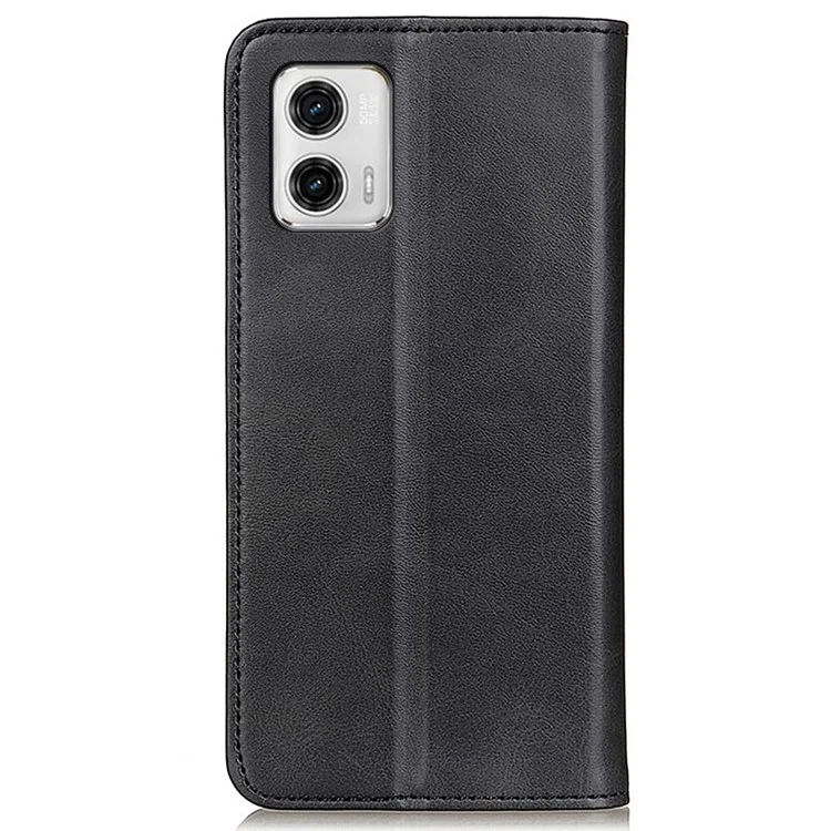 Funda con Soporte de Teléfono para Motorola Moto G73 5G de Piel Dividida Billetera Anticraqueado - Negro