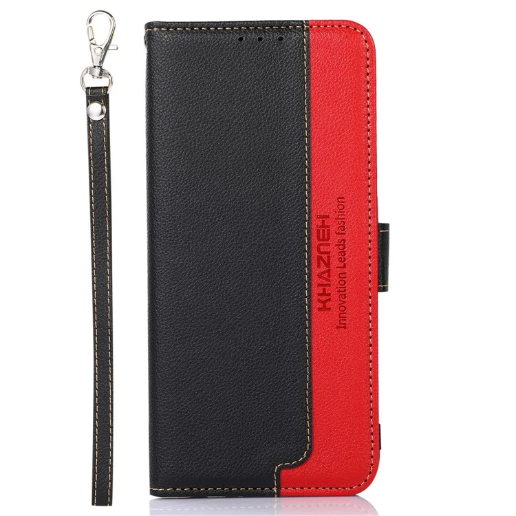 KHAZNEH For Motorola Moto G73 5G RFID Blocking Phone Case Litchi Texture Stand Wallet Phone Leather Cover - Black